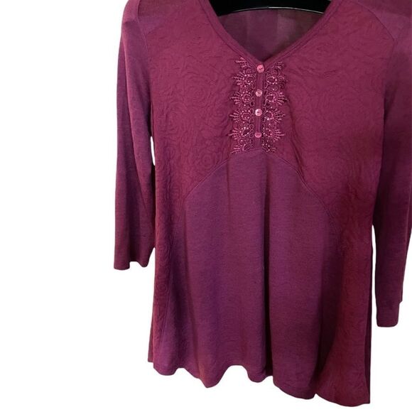 One World Boho knit Top Blouse Tunic Top, Small - Picture 2 of 5